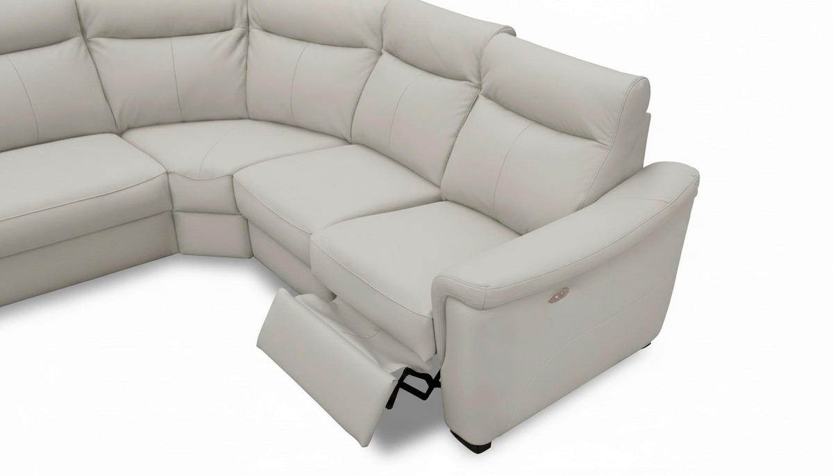 ECKSOFA Lederlook Echtleder Platinfarben  - Platinfarben/Wengefarben, Design, Leder/Holz (229/260cm) - Livetastic