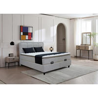 BOX KREVET     sivo-bež  - crna/sivo-bež, Moderno, drvni materijal/metal (180/200cm) - Hom`in