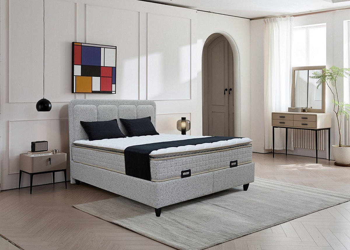 BOX KREVET     sivo-bež  - crna/sivo-bež, Moderno, drvni materijal/metal (180/200cm) - Hom`in