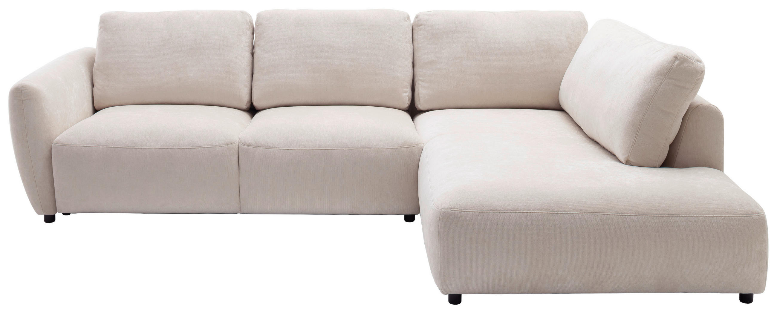 ECKSOFA 307/224 cm  in Chenille Naturfarben Rückenkissen, Rücken echt  307/224 cm  - Schwarz/Naturfarben, KONVENTIONELL, Kunststoff/Textil (307/224cm) - Hom`in
