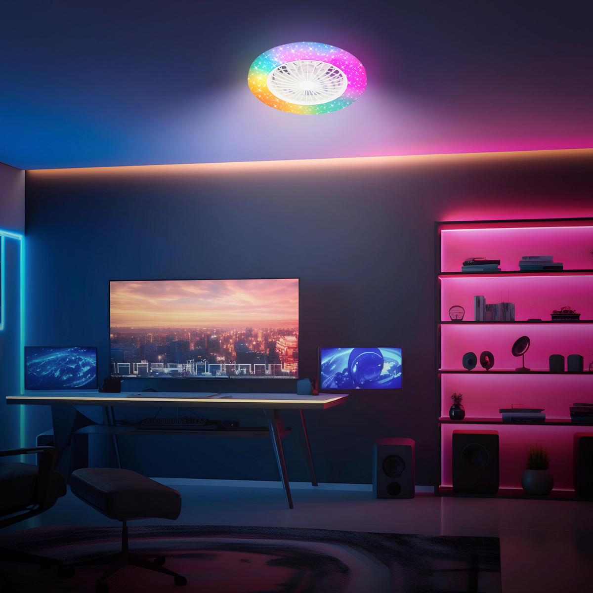 DECKENVENTILATOR 48.5/14.5 cm   - Weiß, Design, Kunststoff (48.5/14.5cm)