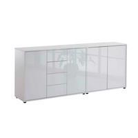 SIDEBOARD Mailand Set 15  in 185/73/33 cm  - Weiß Hochglanz/Schwarz, MODERN, Holzwerkstoff/Kunststoff (185/73/33cm) - MID.YOU