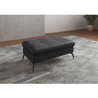 HOCKERLeder Schwarz  - Schwarz, Konventionell, Leder/Metall (102/47/69cm) - Sit & More