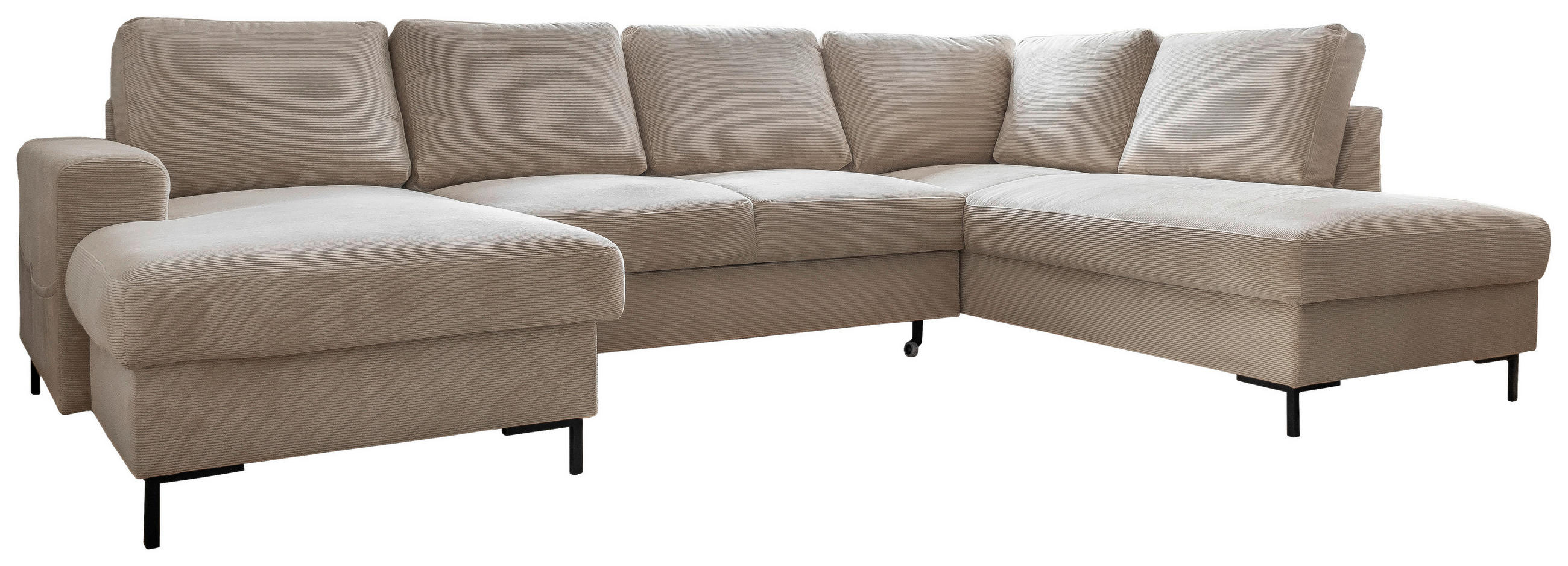 WOHNLANDSCHAFT Beige Cord  - Beige/Schwarz, Design, Textil/Metall (148/303/197cm) - MID.YOU