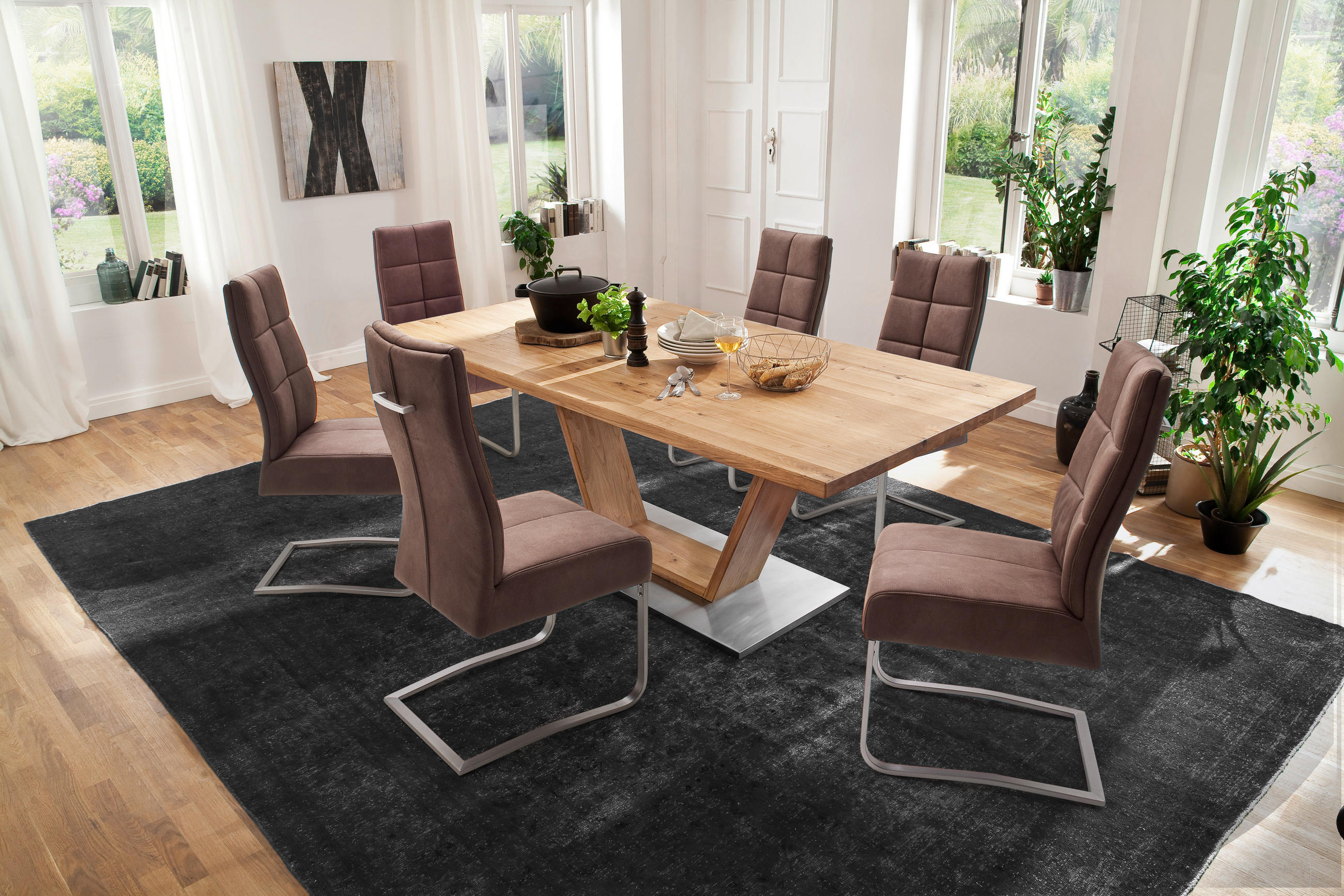 ESSTISCH Balkeneiche massiv rechteckig  - Eichefarben, Design, Holz/Holzwerkstoff (200/100/77cm) - Livetastic