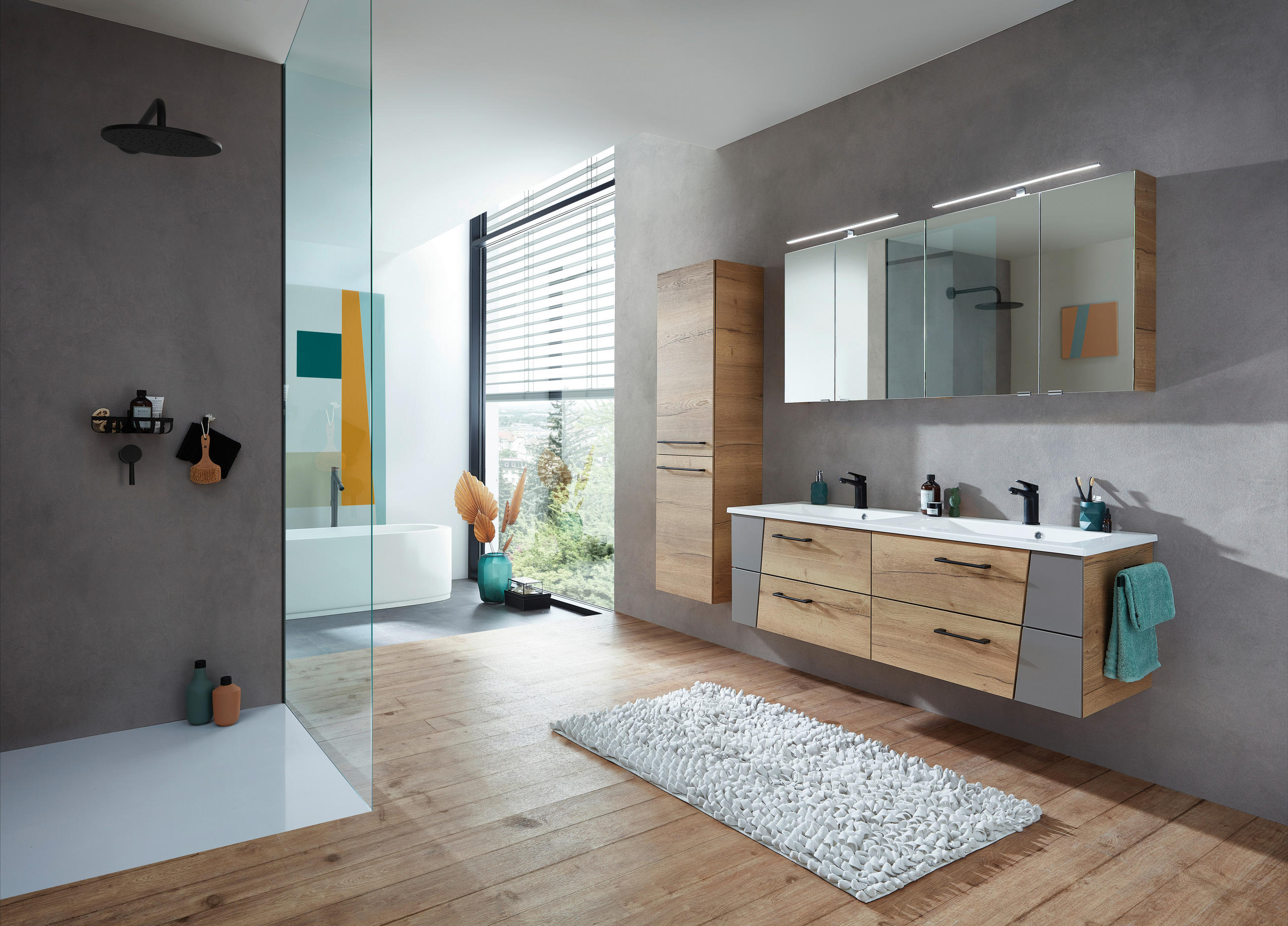 SPIEGELSCHRANK 150,4/70/16 cm  - Chromfarben/Eichefarben, KONVENTIONELL, Glas/Holzwerkstoff (150,4/70/16cm) - Sadena