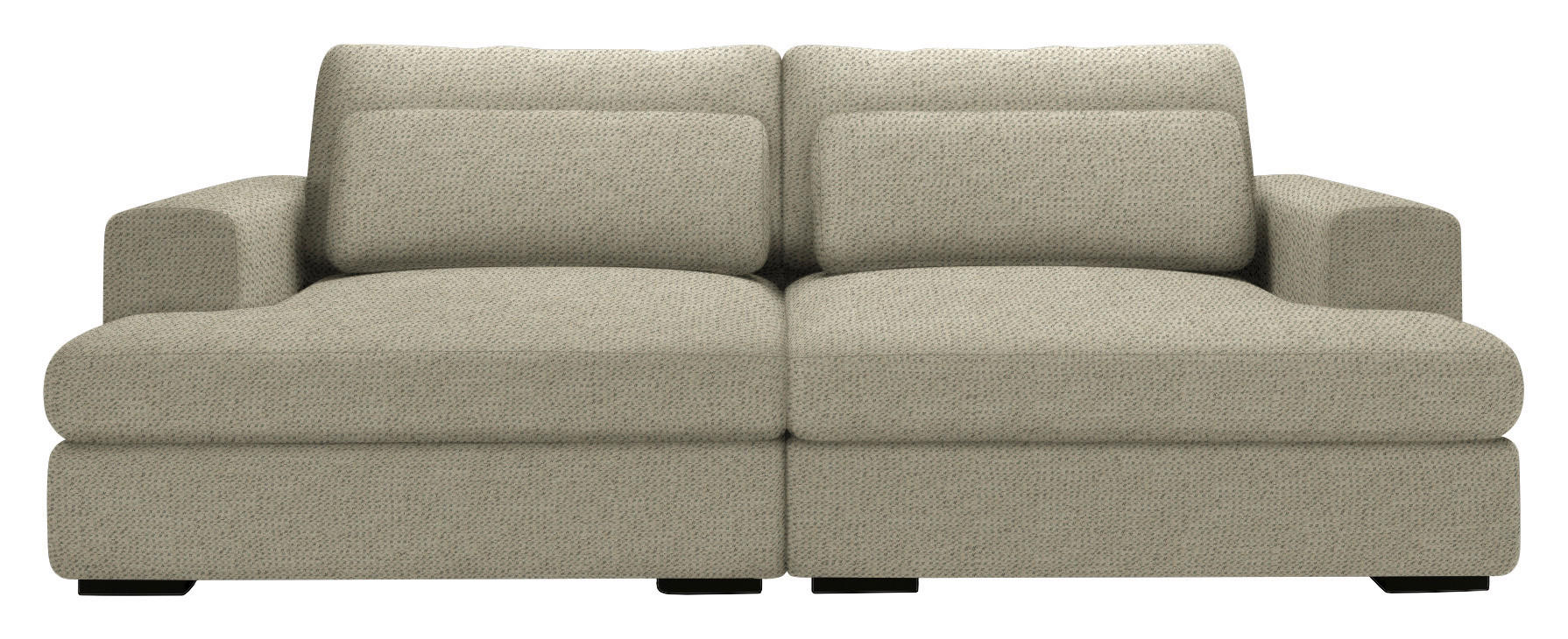 BIGSOFA in Chenille Cappuccino  - Schwarz/Cappuccino, Design, Textil (223/80/158cm) - Lomoco