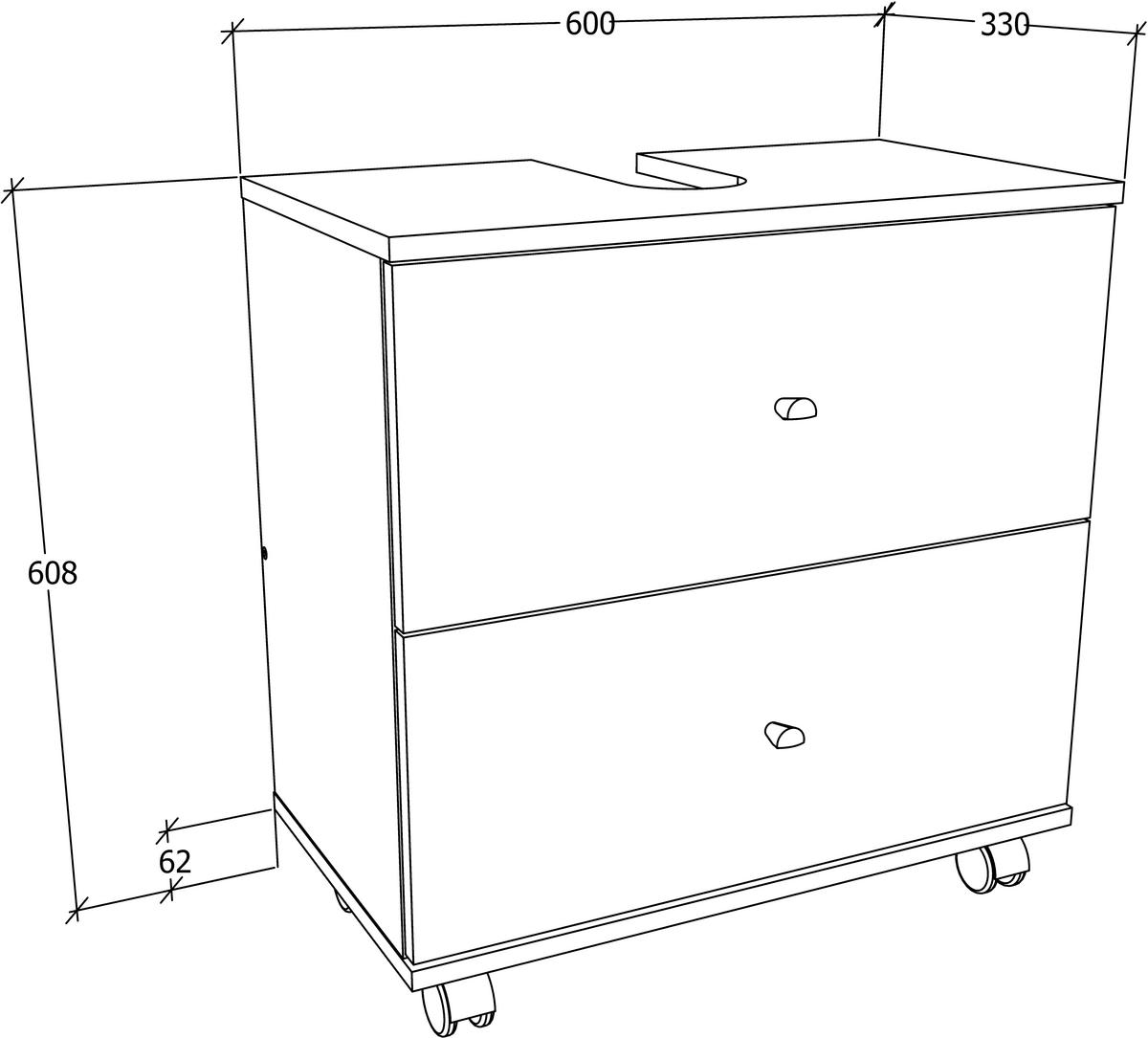 TVÄTTSTÄLLSUNDERSKÅP 60/61/33 cm  - vit/honungsek, Modern, trämaterial/plast (60/61/33cm) - MID.YOU