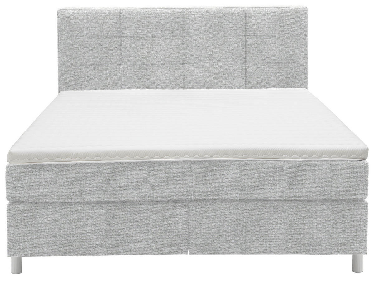 BOXSPRINGBETT 180/200 cm  in Hellgrau  - Chromfarben/Hellgrau, Konventionell, Kunststoff/Textil (180/200cm) - Voleo