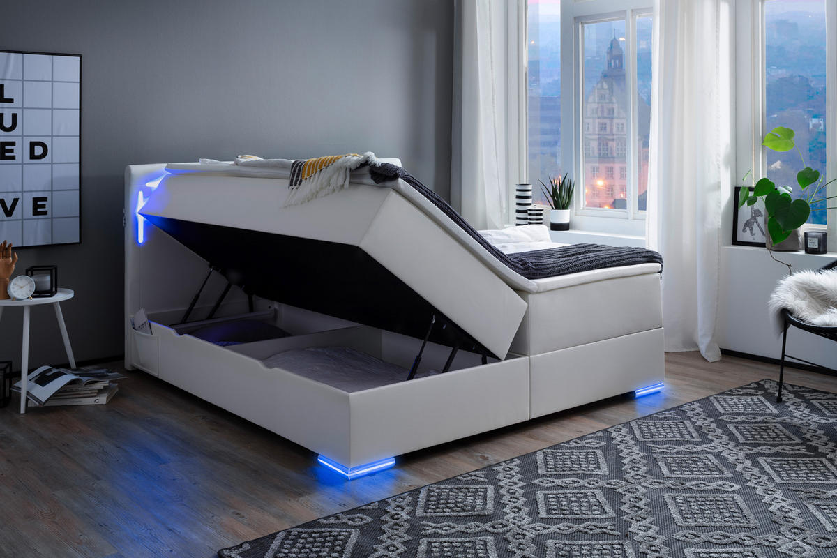 PAT BOXSPRING 160/200 cm  alb  - argintiu/alb, Design, plastic/textil (160/200cm) - Xora