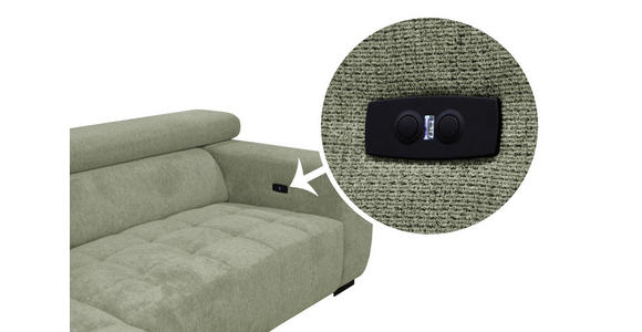 ECKSOFA in Webstoff Olivgrün  182/279 cm  - Schwarz/Olivgrün, KONVENTIONELL, Textil/Metall (182/279cm) - Hom`in