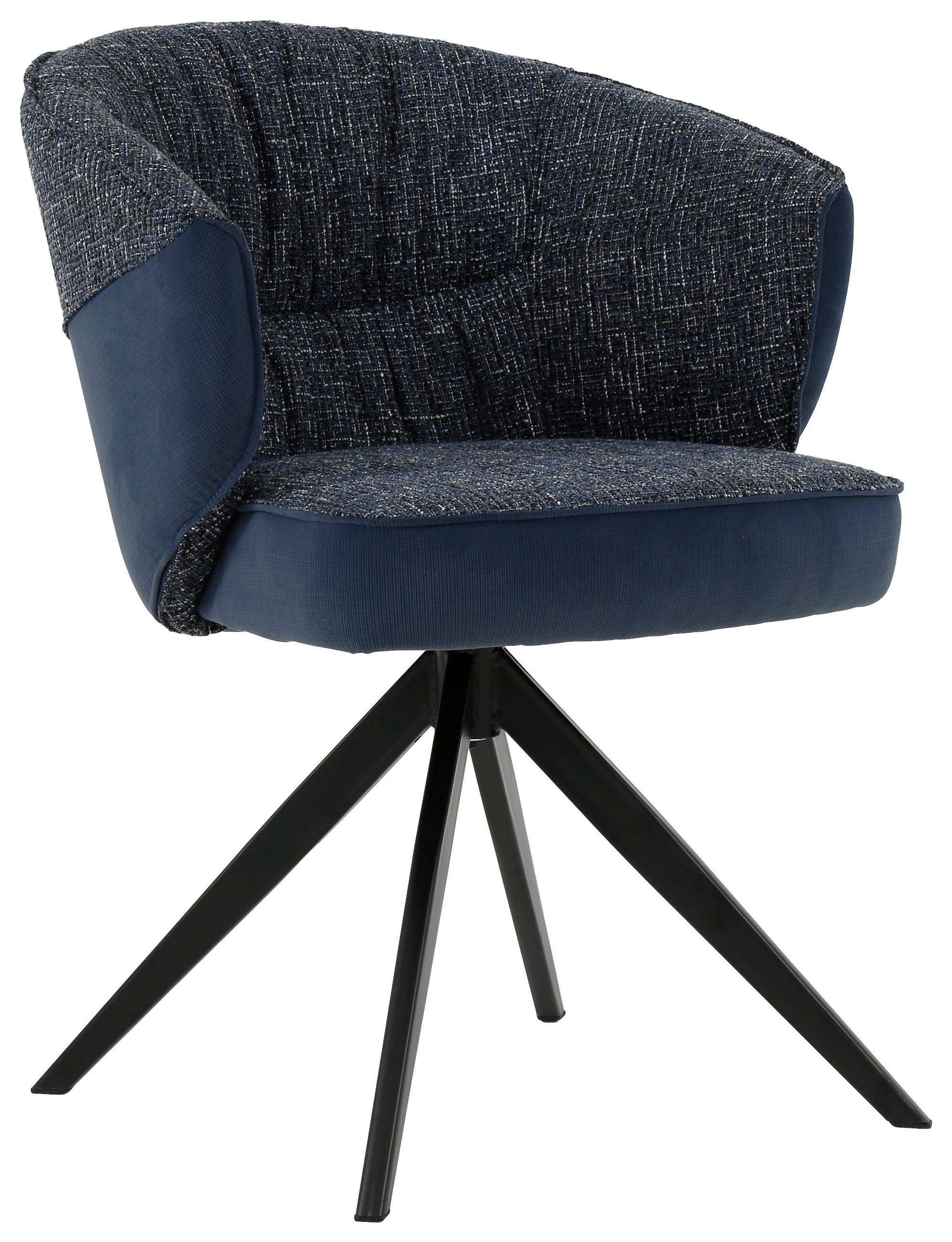 ARMLEHNSTUHL  in Eisen Webstoff, Mikrofaser  - Blau/Schwarz, Design, Textil/Metall (61/82,5/62,5cm) - Novel