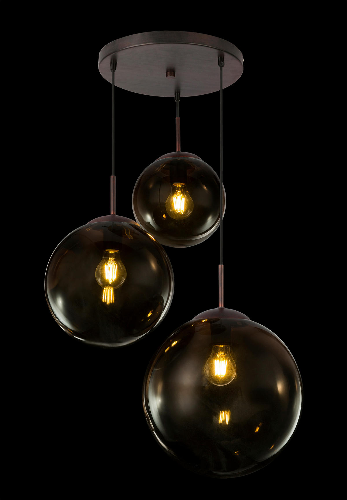 HÄNGELEUCHTE VARUS 51/120 cm   - Bernsteinfarben/Braun, Design, Glas/Metall (51/120cm) - Globo
