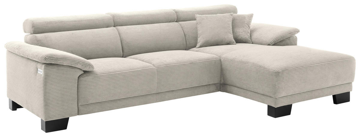 ECKSOFA in Cord Naturfarben  - Schwarz/Naturfarben, Design, Holz/Textil (270/174cm) - Pure Home Lifestyle
