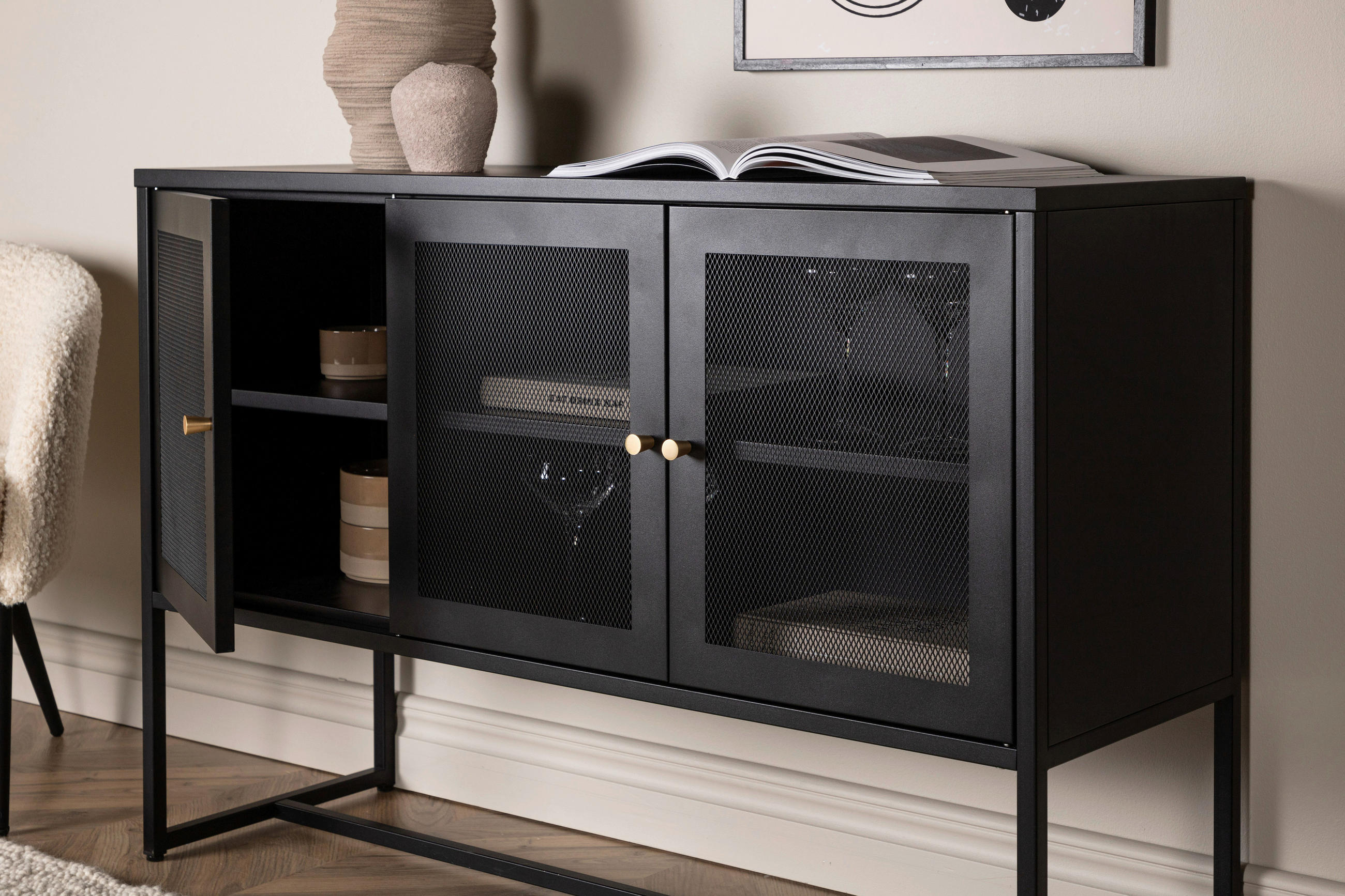 SIDEBOARD 120/80/40 cm  - svart, Design, metall (120/80/40cm) - Livetastic