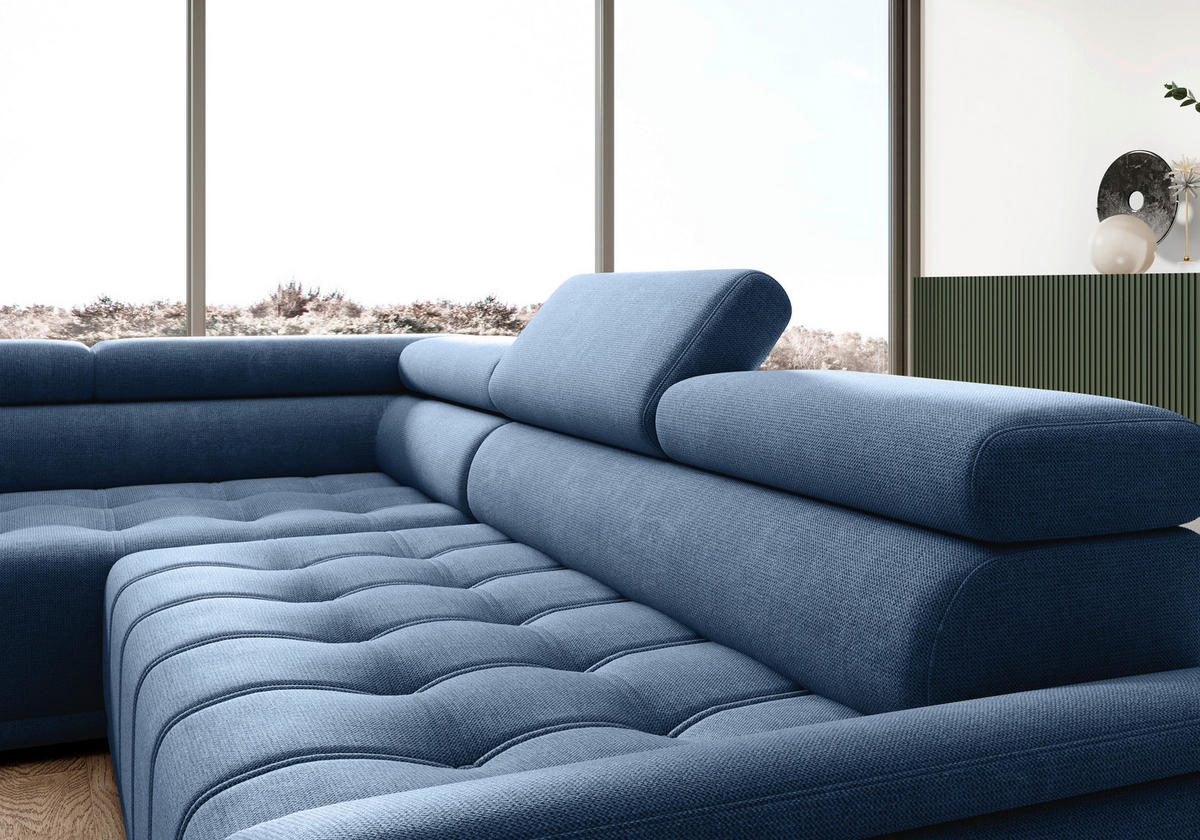 HÖRNSOFFA i chenille, vävt tyg mörkblå  - svart/mörkblå, Modern, textil/plast (206/283cm) - MID.YOU