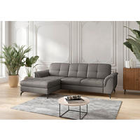 ECKSOFA in Echtleder Mokka  164/262 cm  - Schwarz/Mokka, MODERN, Leder/Metall (164/262cm) - Sit & More
