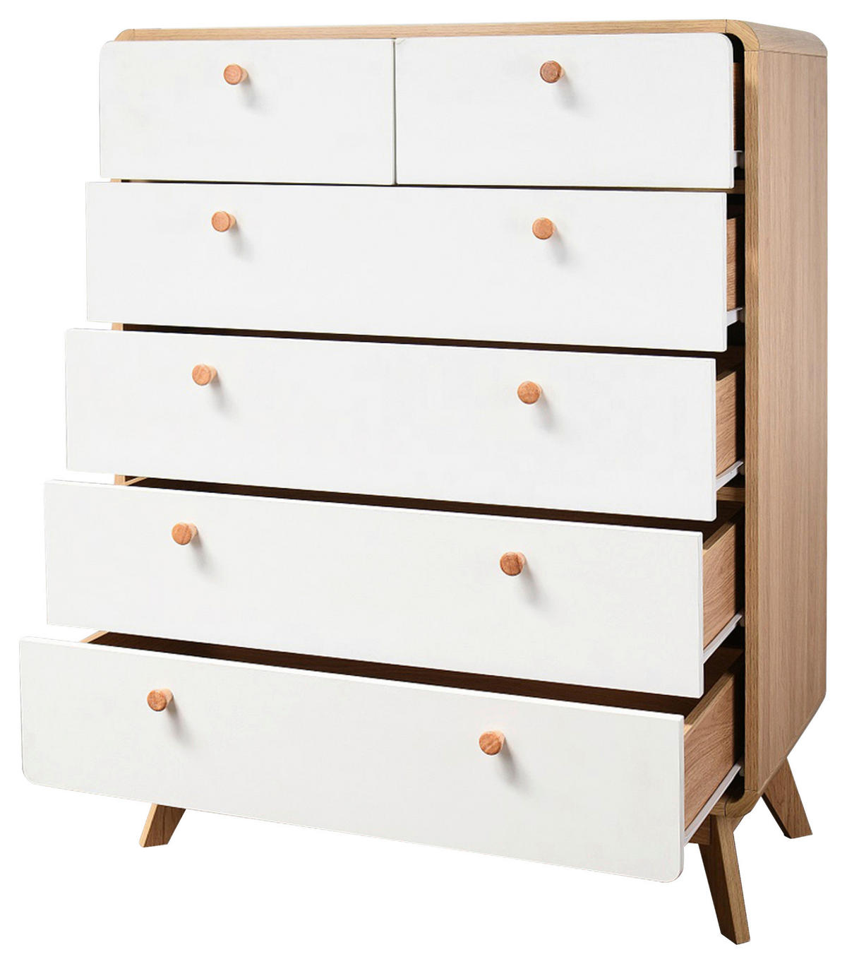 KOMMODE Cassie  in 81/104/39 cm  - Eichefarben/Weiß, Design, Holzwerkstoff (81/104/39cm) - MID.YOU