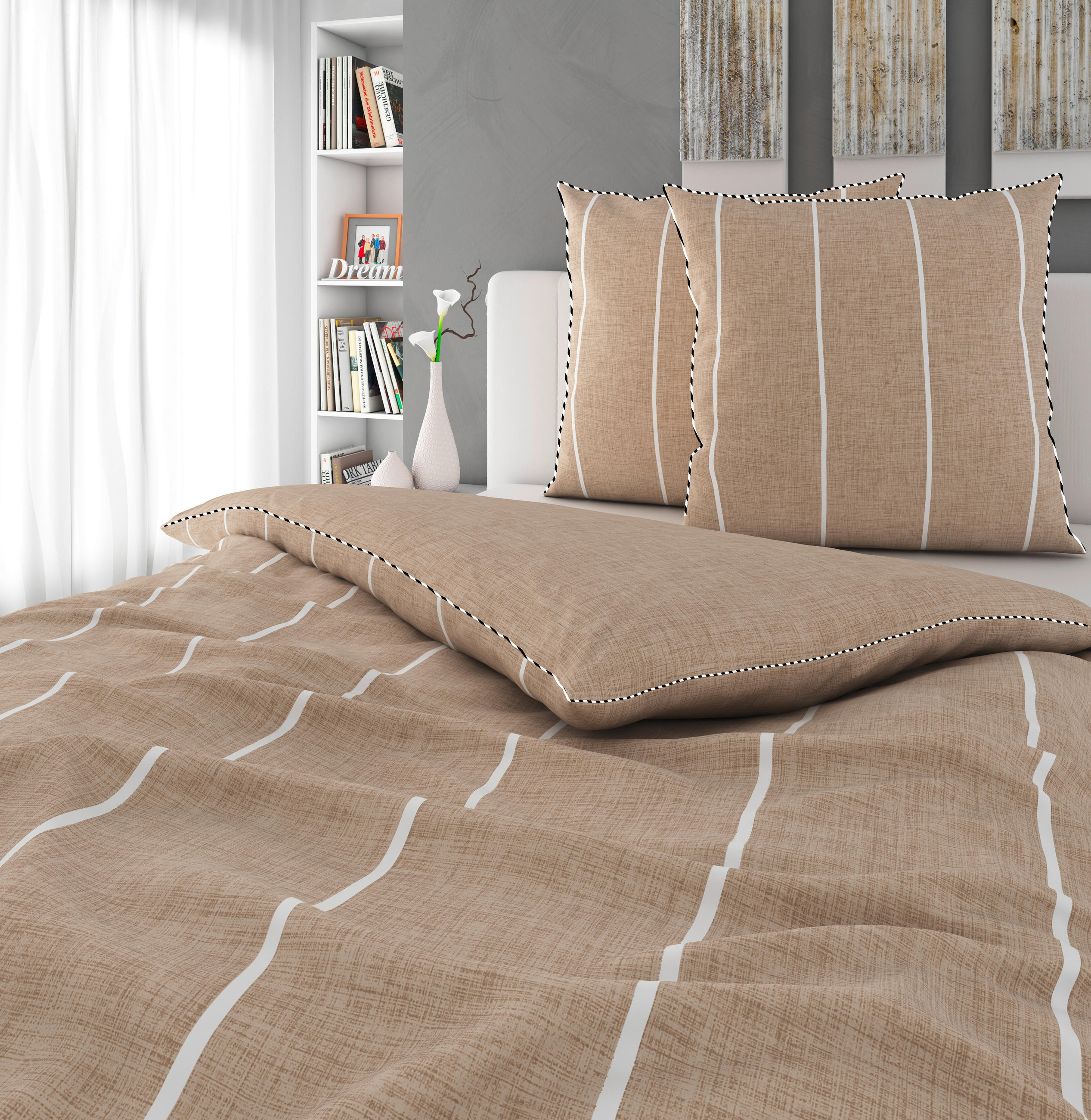 WENDEBETTWÄSCHE Renforcé - Taupe, KONVENTIONELL, Textil (200cm) - Novel