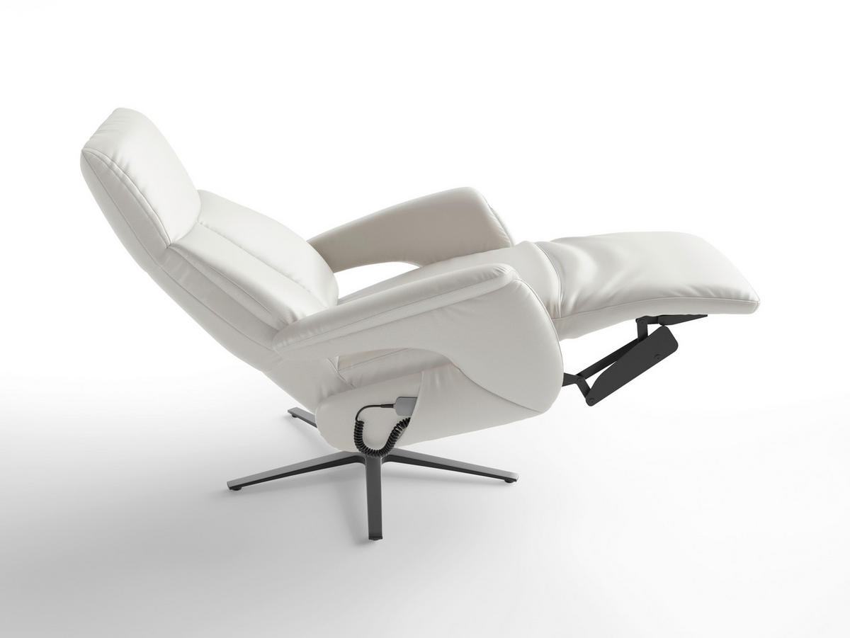 RELAXSESSEL Leder Weiss  - Weiss/Schwarz, Basics, Leder/Metall (75/110/85cm) - Sit & More