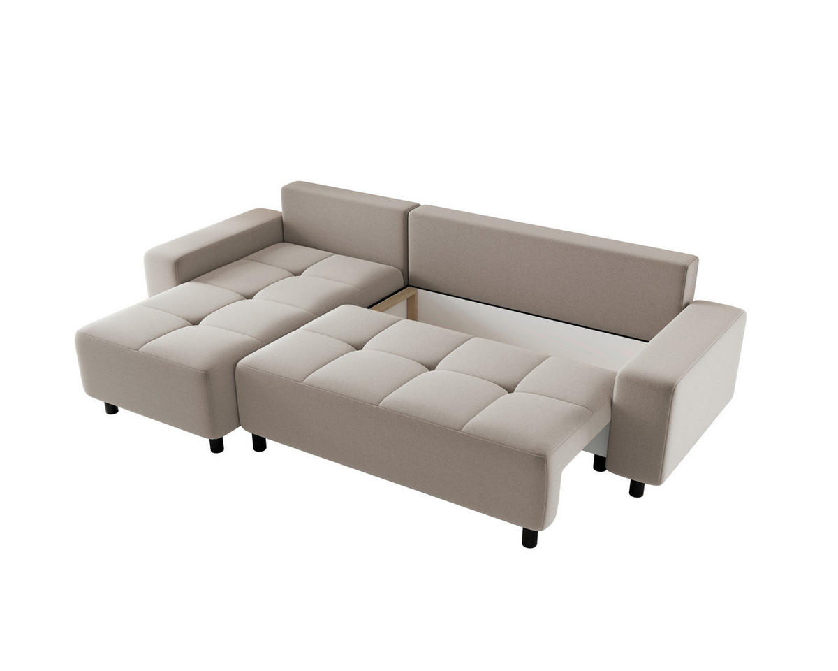 ECKSOFA  in Jacquard Beige  - Beige/Schwarz, MODERN, Kunststoff/Textil (144/246cm) - Carryhome