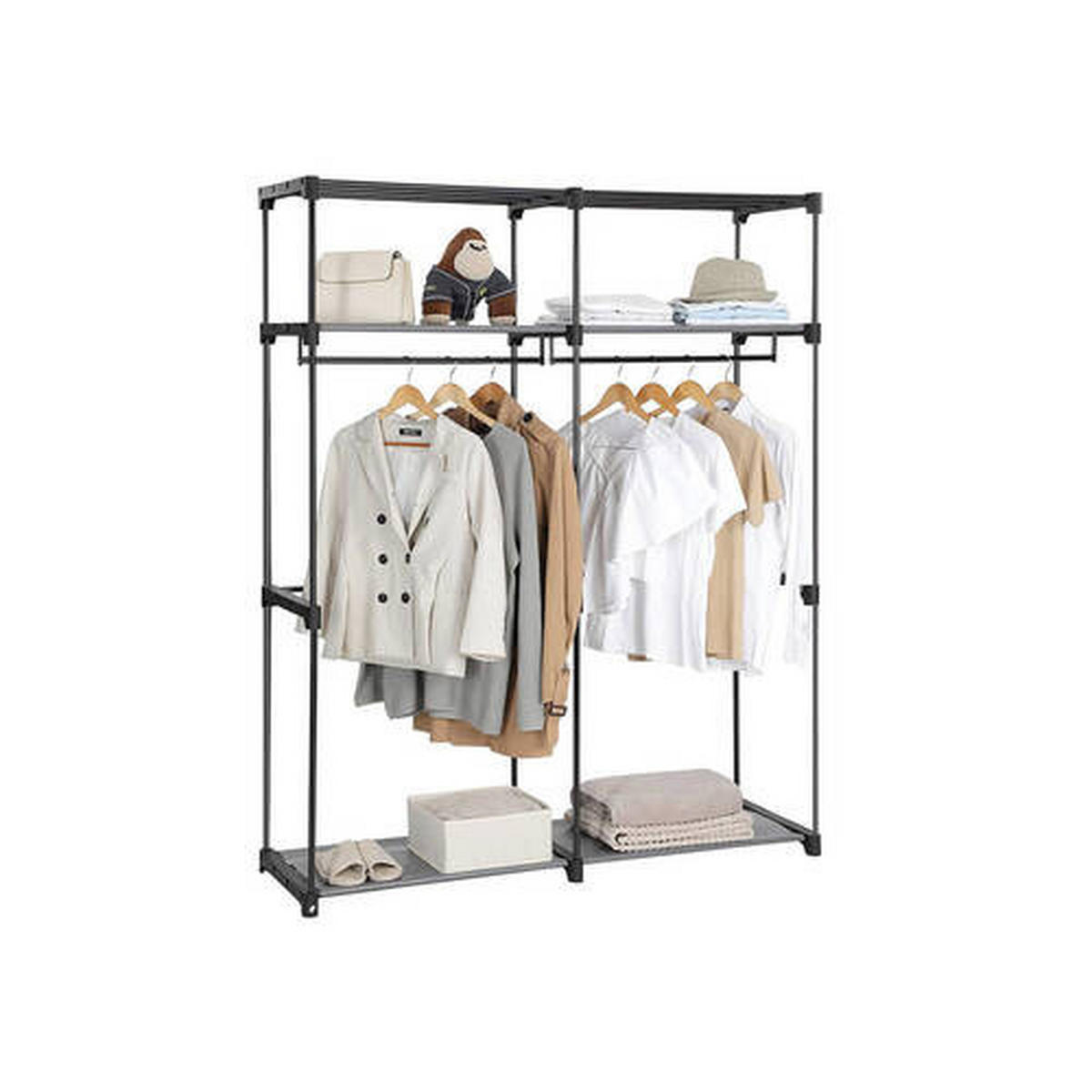 LÁTKOVÁ SKRIŇA - sivá, Trend, kov/textil (140/174/43cm) - Boxxx