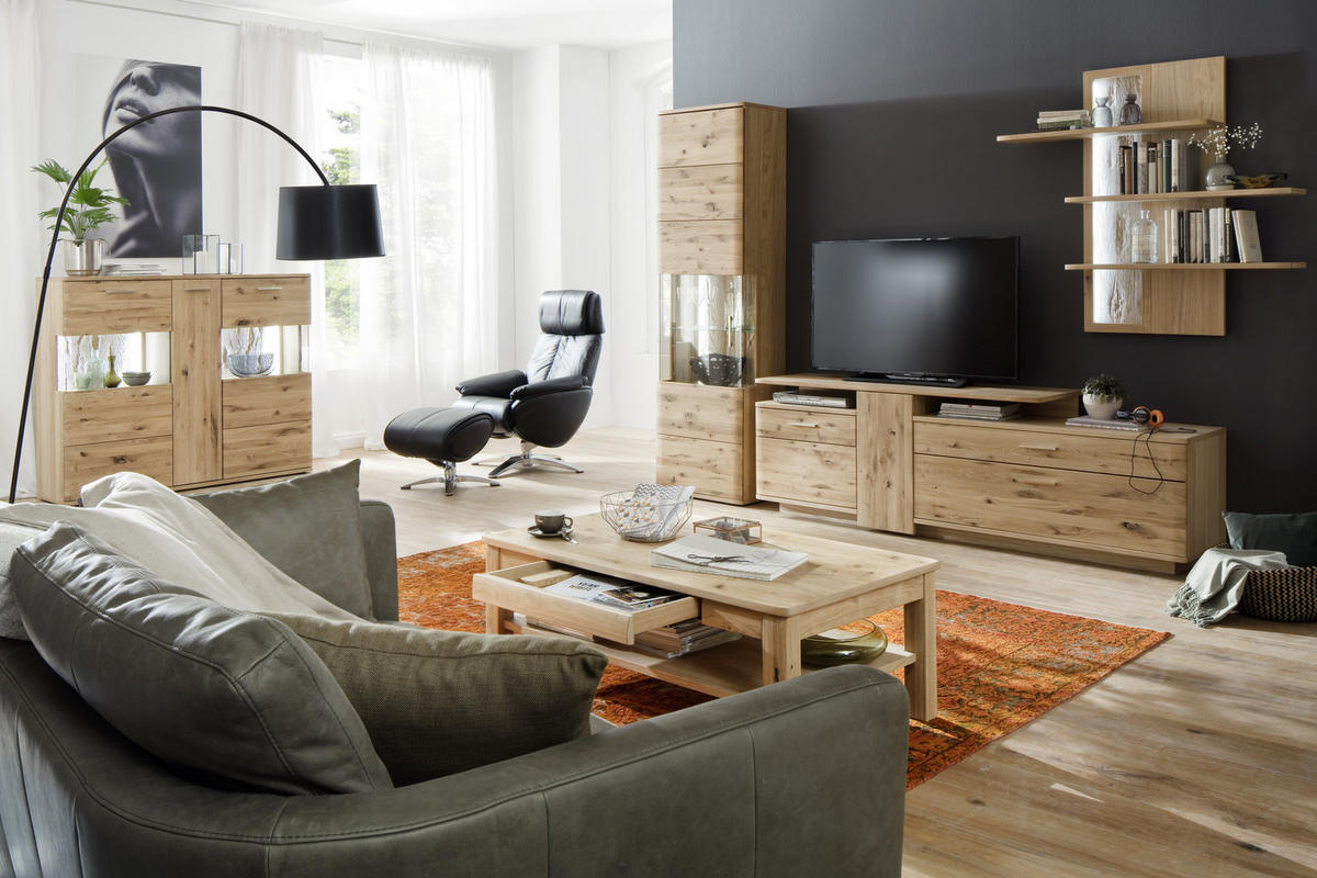 COUCHTISCH in Holz, Holzwerkstoff  - Eichefarben, Design, Holz/Holzwerkstoff (117/42/65cm) - Livetastic