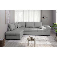 ECKSCHLAFSOFA in Chenille Silberfarben  - Silberfarben/Schwarz, MODERN, Holz/Textil (202/298cm) - MID.YOU