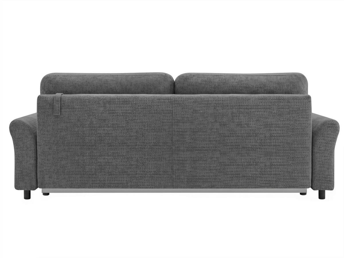 SCHLAFSOFA Flachgewebe, Struktur Grau  inkl. Zierkissen, Rückenkissen, Bettkasten, Schlaffunktion, Rücken echt  - Schwarz/Grau, Design, Textil (244/88/100cm) - P & B
