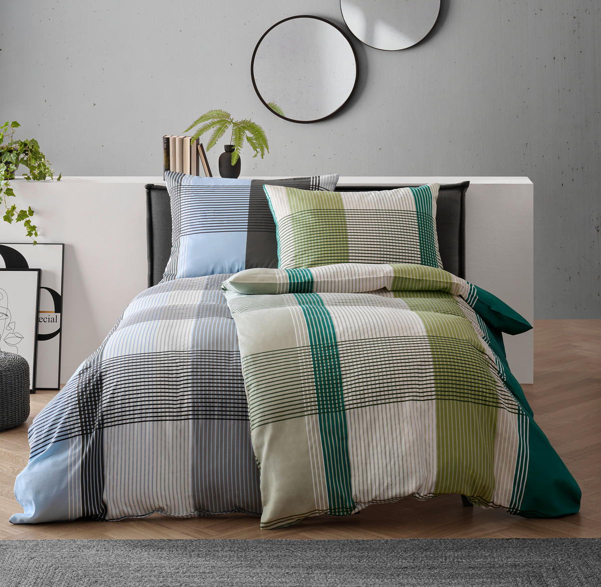 ÁGYNEMŰHUZAT-GARNITÚRA 140/200 cm  - kék/szürke, Konventionell, textil (140/200cm) - Boxxx