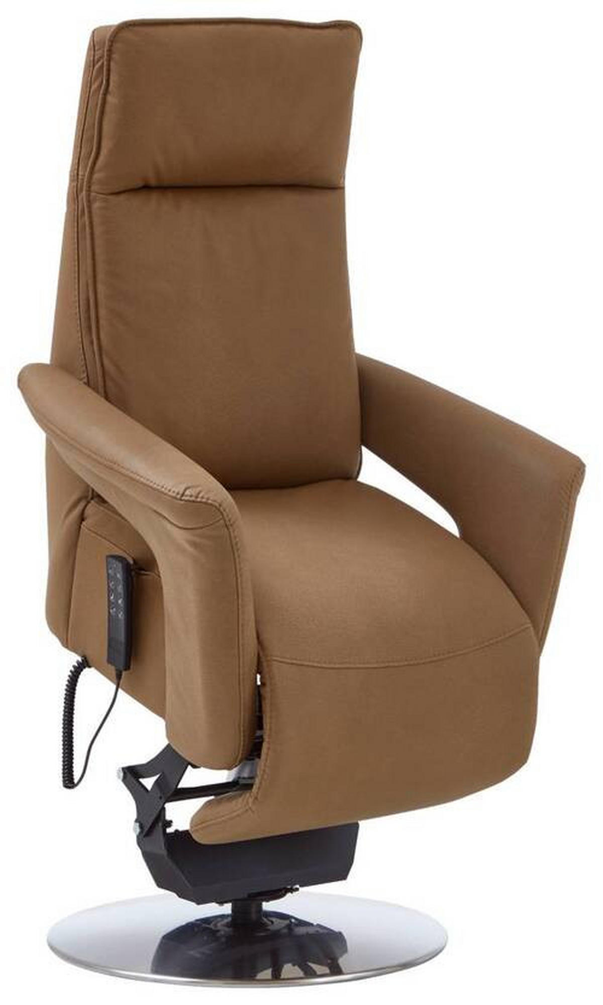 RELAXSESSEL Mikrofaser Aufstehhilfe    - Chromfarben/Braun, Design, Textil/Metall (83/110/87-172cm) - Valdera