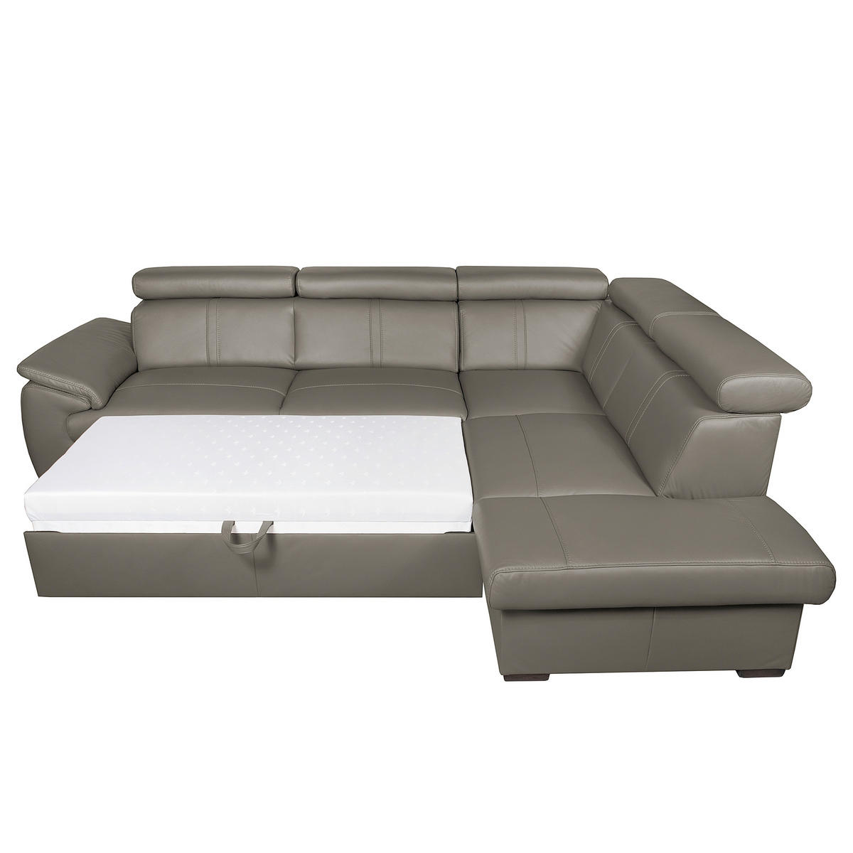 ECKSOFA  in Echtleder Schlammfarben  - Wengefarben/Schlammfarben, Design, Leder/Holz (265/211cm) - Livetastic