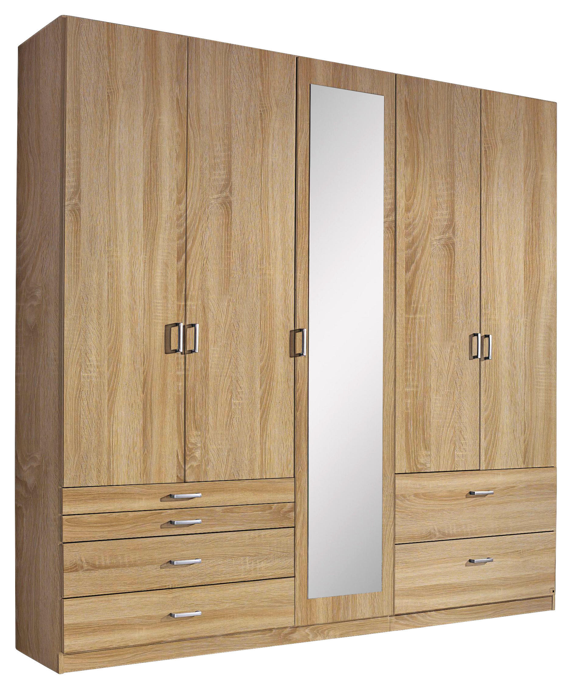 OMARA S KLASIČNIMI VRATI, hrast sonoma  - barve aluminija/hrast sonoma, Basics, umetna masa/steklo (226/210/54cm) - Xora