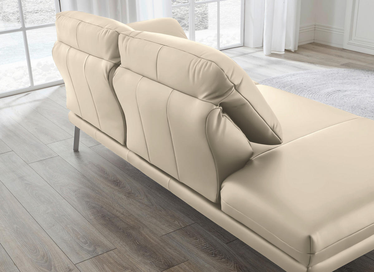 RÉCAMIERE in Echtleder Creme  - Chromfarben/Creme, Design, Leder/Metall (209/85-109/95-16cm) - Dieter Knoll