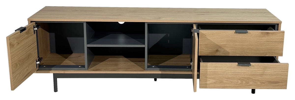 LOWBOARD META  in 180/56,2/40 cm  - Eichefarben/Anthrazit, Design, Holzwerkstoff/Metall (180/56,2/40cm) - Xora