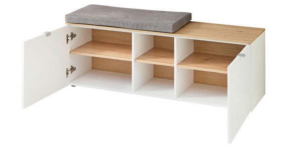 GARDEROBENBANK Bari in 128/50/38 cm - Silberfarben/Hellgrau, Design, Holzwerkstoff/Kunststoff (128/50/38cm) - Xora