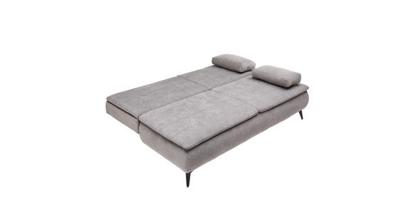 BOXSPRINGSOFA mit Schlafen auf Sitzhöhe, Stoffauswahl, Liegefunktion, Rücken echt Flachgewebe Grau - Schwarz/Grau, Design, Textil/Metall (204/93/100cm) - Novel