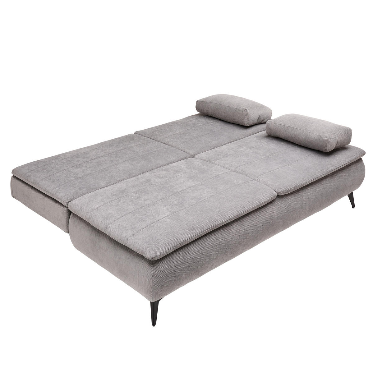 BOXSPRINGSOFA in Flachgewebe Grau  - Schwarz/Grau, Design, Textil/Metall (204/93/100cm) - Novel