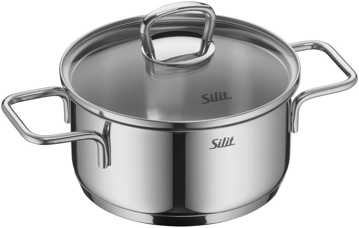 KOCHTOPFSET Alicante 5-teilig  - Edelstahlfarben, Basics, Glas/Metall (29,8/26/52,5cm) - Silit