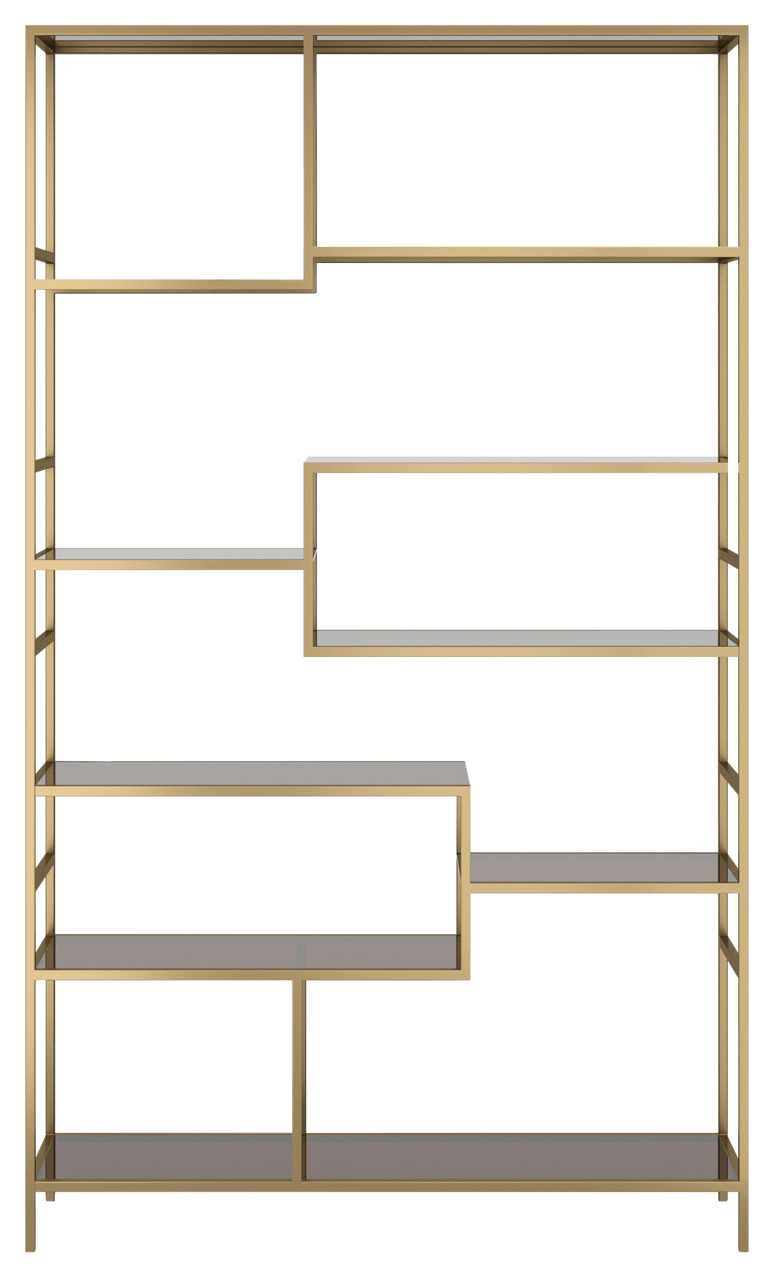 STANDREGAL  115/195/30 cm Goldfarben, Hellbraun  - Hellbraun/Goldfarben, Design, Glas/Metall (115/195/30cm) - Kare-Design