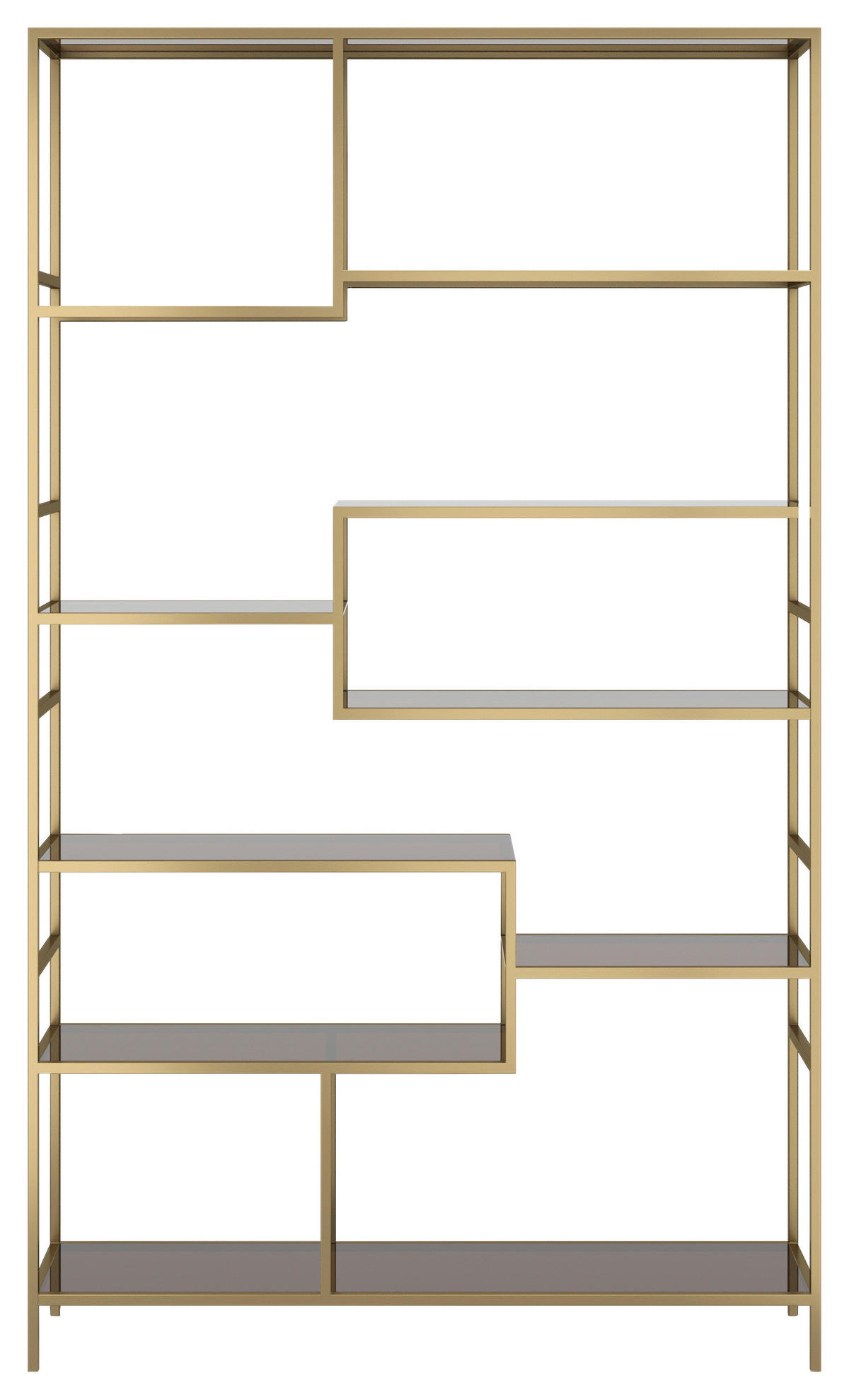 STANDREGAL  115/195/30 cm Goldfarben, Hellbraun  - Hellbraun/Goldfarben, Design, Glas/Metall (115/195/30cm) - Kare-Design