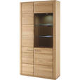 VITRINE  in furniert, massiv Eiche Eichefarben - Edelstahlfarben/Eichefarben, KONVENTIONELL, Glas/Holz (107/209/38cm) - Novel