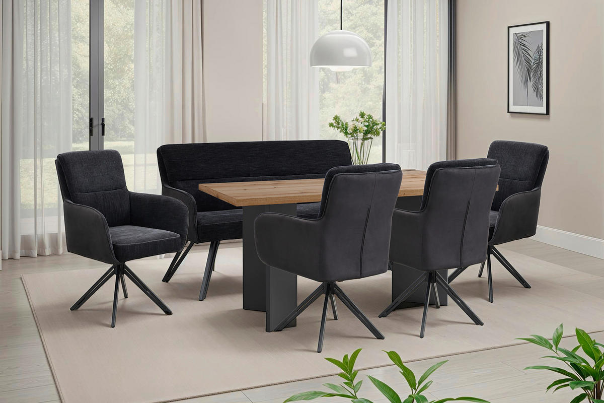 STUHL-SET - Schwarz, MODERN, Textil/Metall (62/94/70cm) - MID.YOU