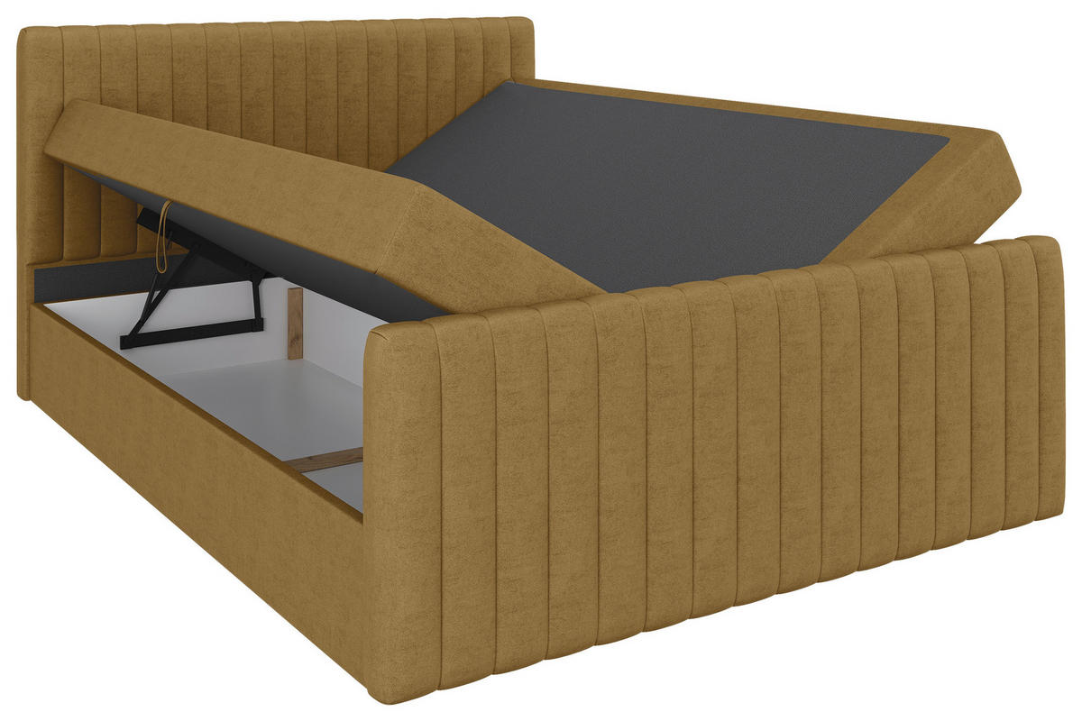 BOXBETT 160/200 cm  in Senfgelb  - Senfgelb/Schwarz, Basics, Kunststoff/Textil (160/200cm) - Carryhome