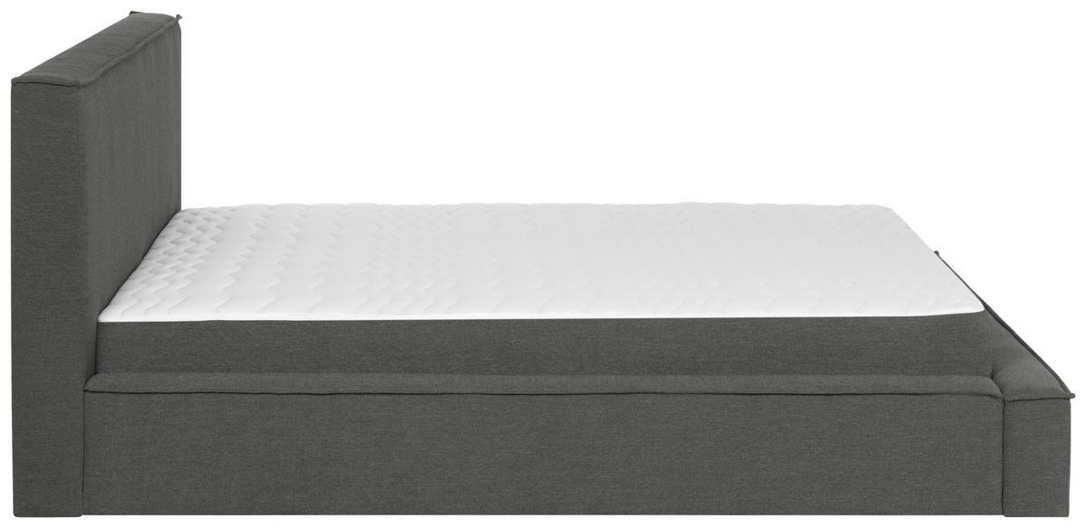 KONTINENTALSÄNG 180/200 cm  i grå  - svart/grå, Klassisk, trä/textil (180/200cm) - Visionight