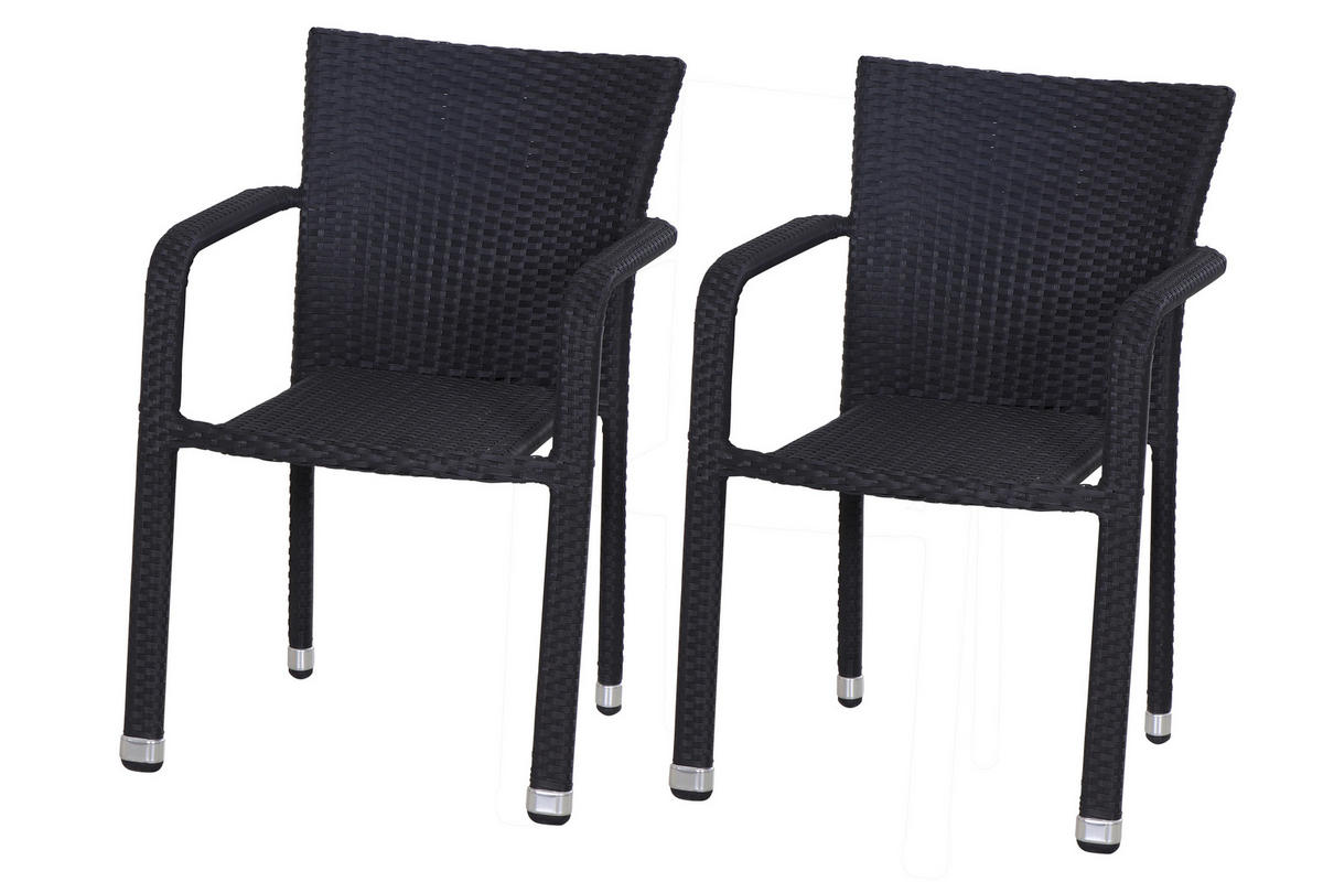 GARTENSESSEL-SET Metall, Kunststoff Schwarz  - Schwarz, MODERN, Kunststoff/Metall (56/83/60cm) - Gardenson