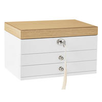 SCHMUCKKÄSTCHEN - Nussbaumfarben/Weiß, LIFESTYLE, Glas/Holz (25/15/17cm)