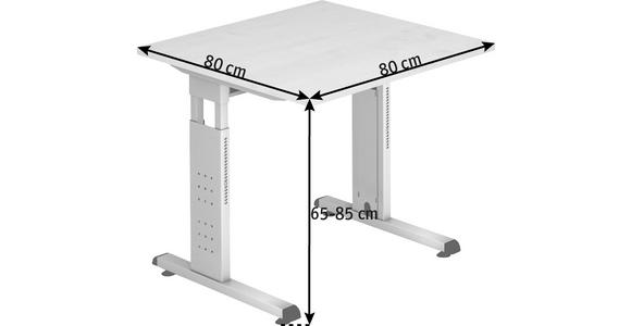 SCHREIBTISCH höhenverstellbar  - Silberfarben/Ahornfarben, KONVENTIONELL, Holzwerkstoff/Metall (80/80/65-85cm) - Venda