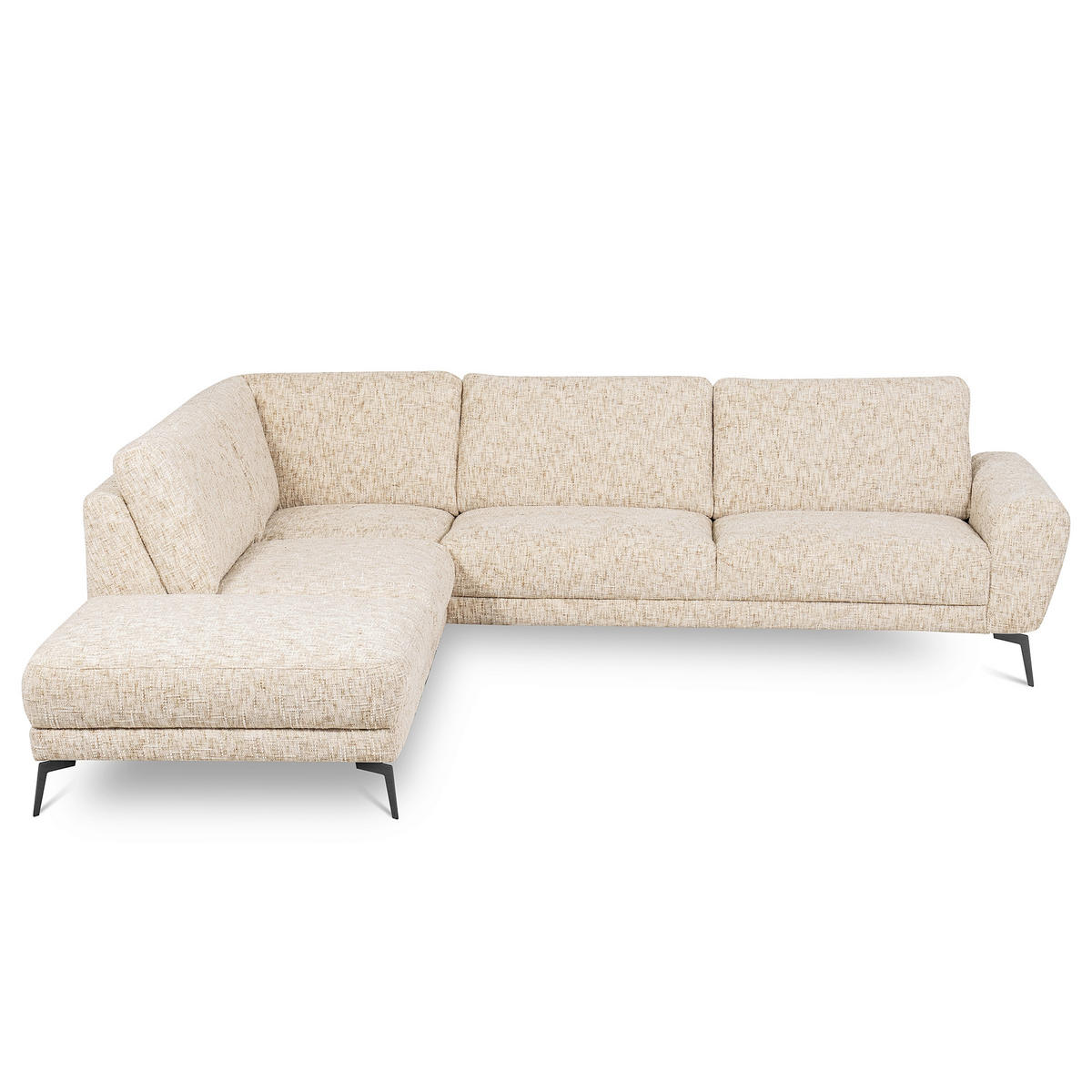 ECKSOFA SPRING Beige Webstoff Zierkissen  - Beige/Schwarz, Design, Textil/Metall (250/273cm) - Livetastic