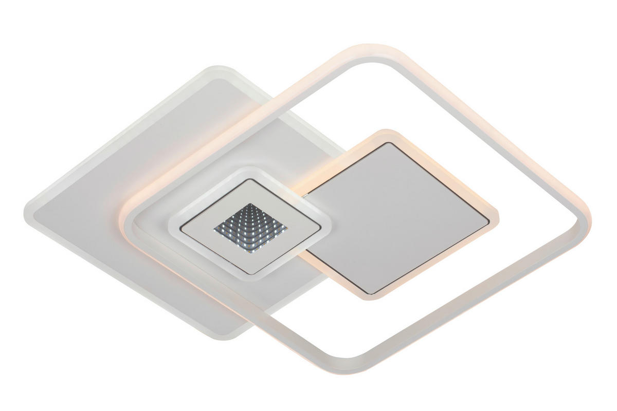 STROPNÉ LED SVIETIDLO, 50,3/50,3/6 cm - biela, Trend, kov/plast (50,3/50,3/6cm) - Novel